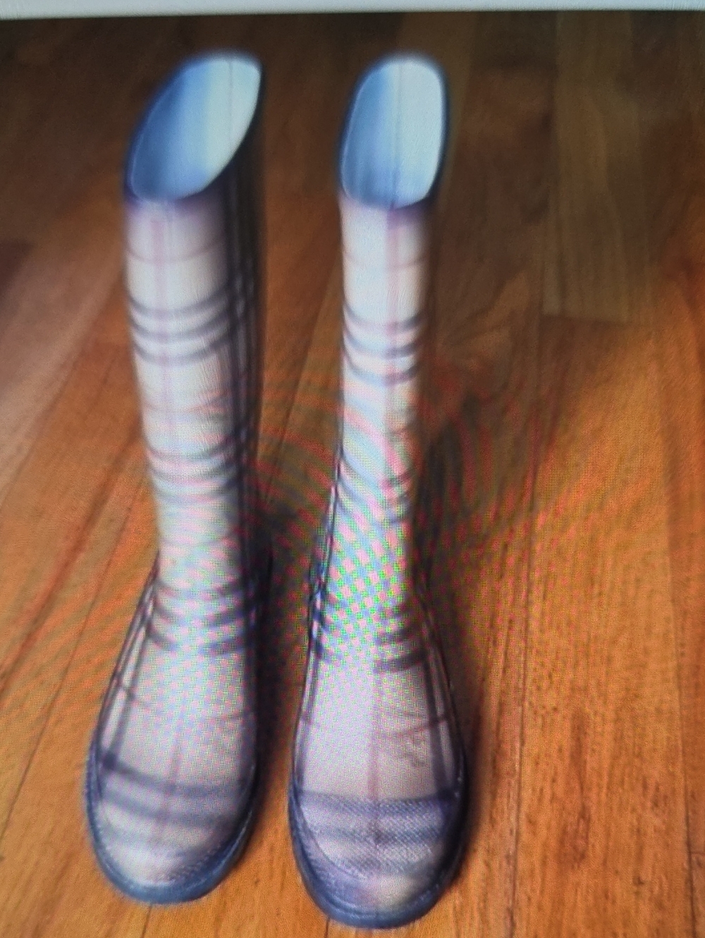 Classic Plaid Tall Rain Boots - Beige/Black